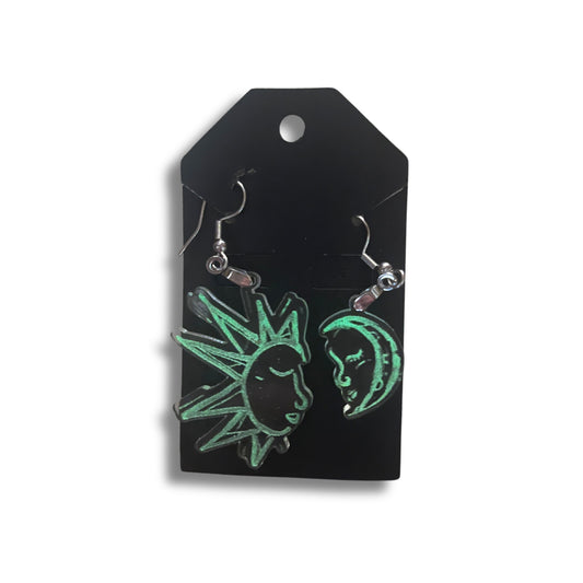 "Moon and Sun" GLOW IN THE DARK Earrings