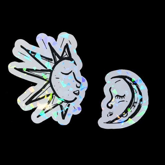 Sun and Moon Stickers *HOLOGRAPHIC* (set of 2)