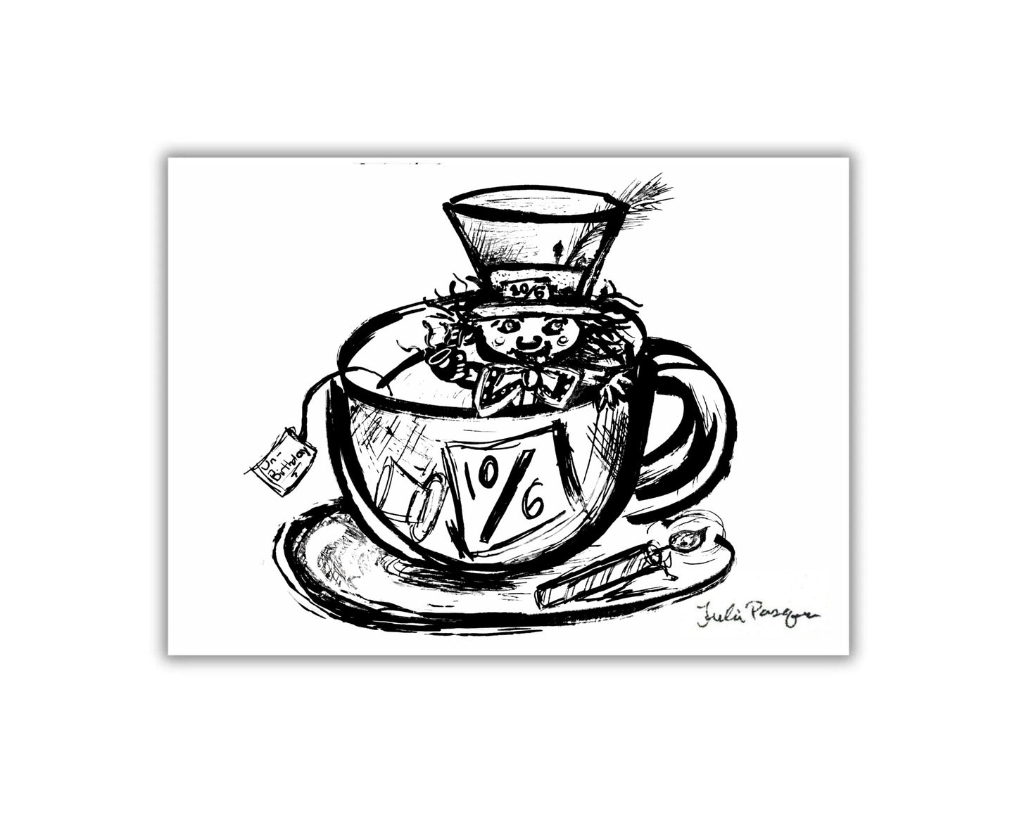 Mad Hatter in TeaCup, 5 x 7