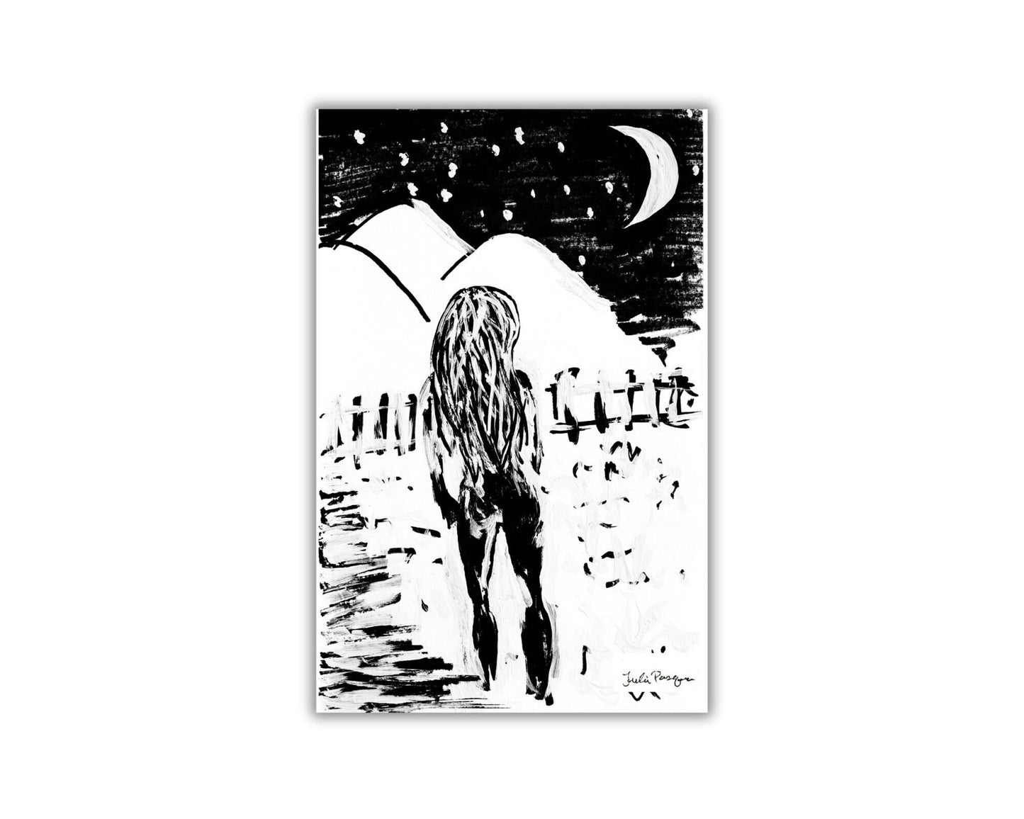 Woman In The Mountains Print, 4 x 6