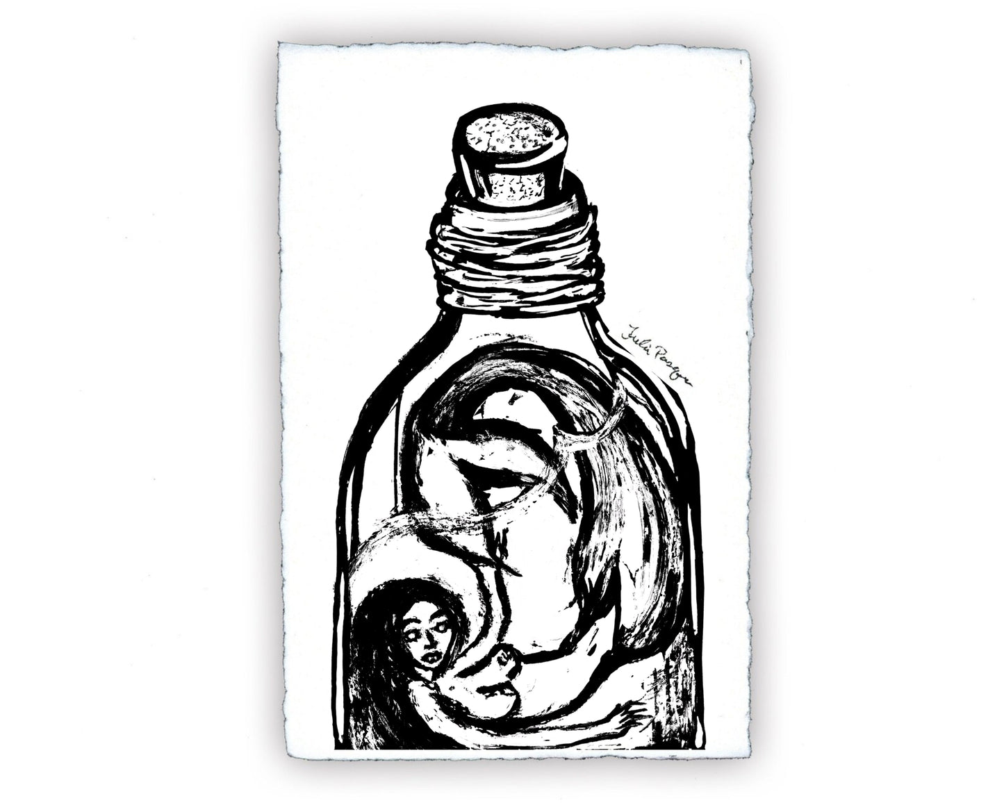 Siren in Bottle, 11 x 17