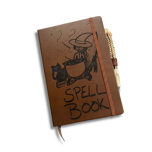Witch Spell Book Journal with Bone Pen