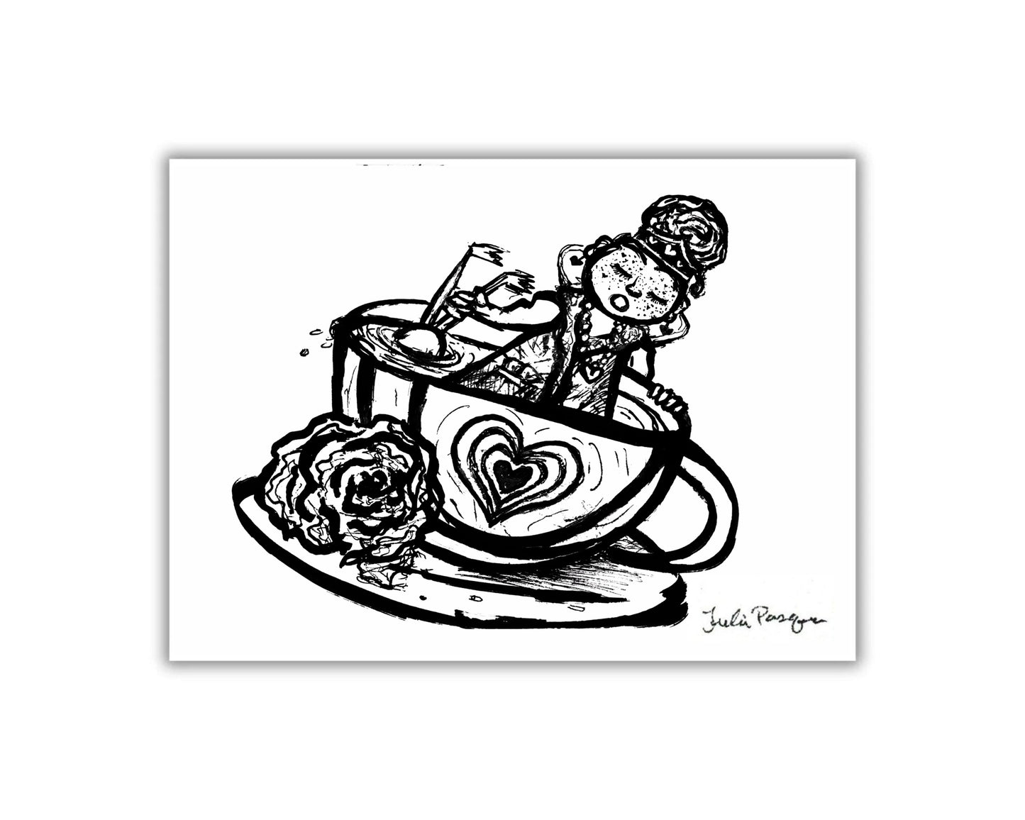 Queen of Hearts in TeaCup, 5 x 7