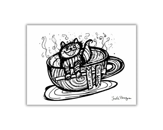 Cheshire Cat in TeaCup, 5 x 7