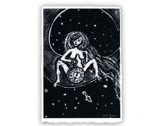 Woman On the Moon Print (Black and White), 8 x 10