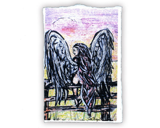 Angel on Fence Print (Color), 8 x 10