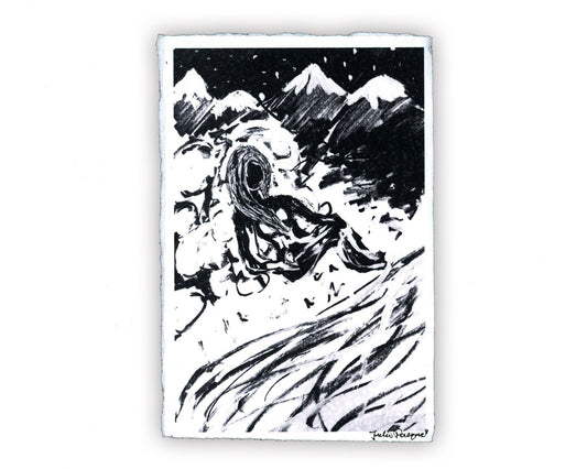 Woman In Mountains with Bird Print, 11 x 17