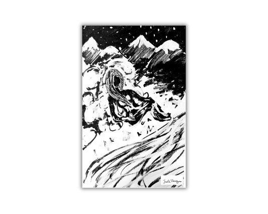 Woman In Mountains with Bird Print, 4 x 6