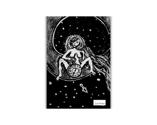 Woman On the Moon Print (Black and White), 5 x 7